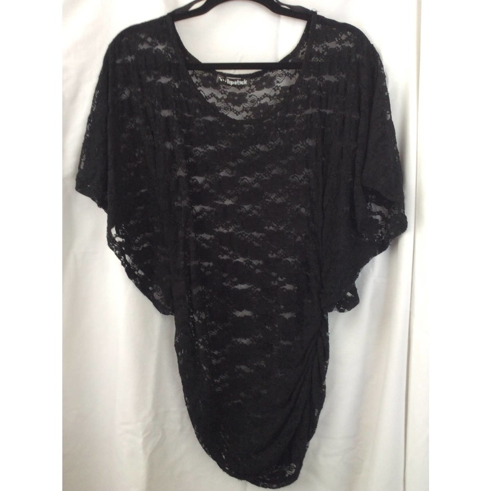 Lipstick Lace Top w/Butterfly Sleeve. Size Medium Shear Attractive Fit.